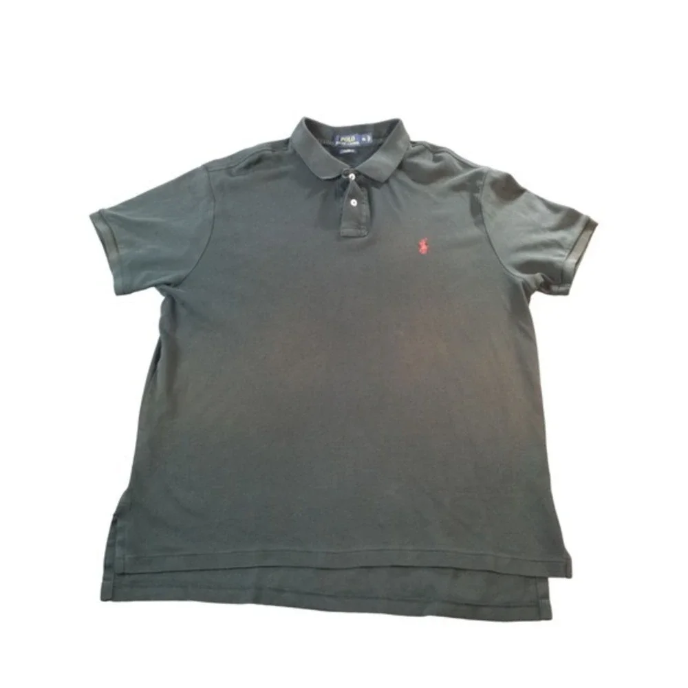 Polo Ralph Lauren Mens XL‎ Black Custom Fit Polo Shirt Short Sleeve Red Pony Top